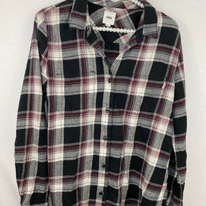 VANS Button Down Long Sleeve Medium Black & Red